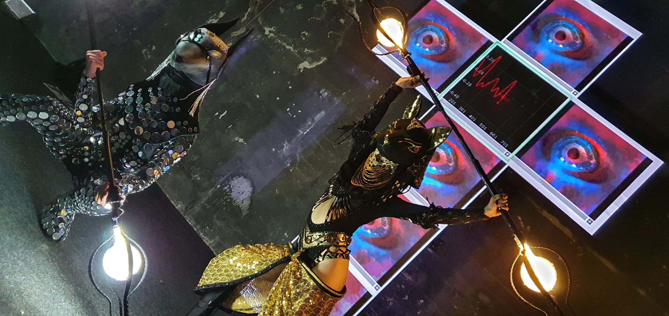 Performers and reactive screens at White Night festival